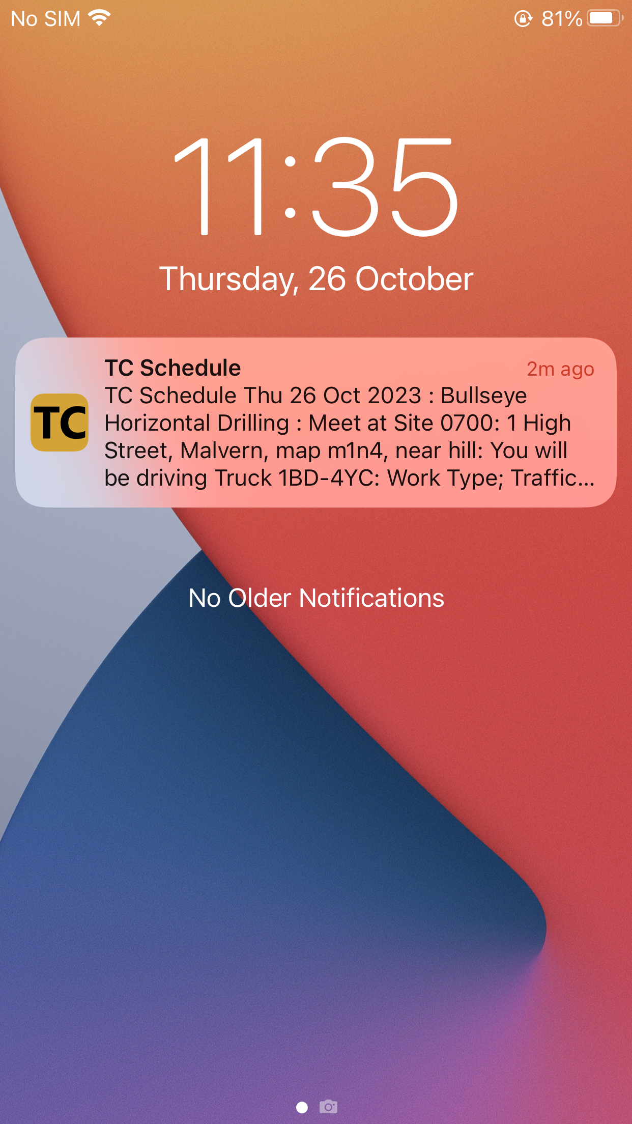 01 Shift Notification Message