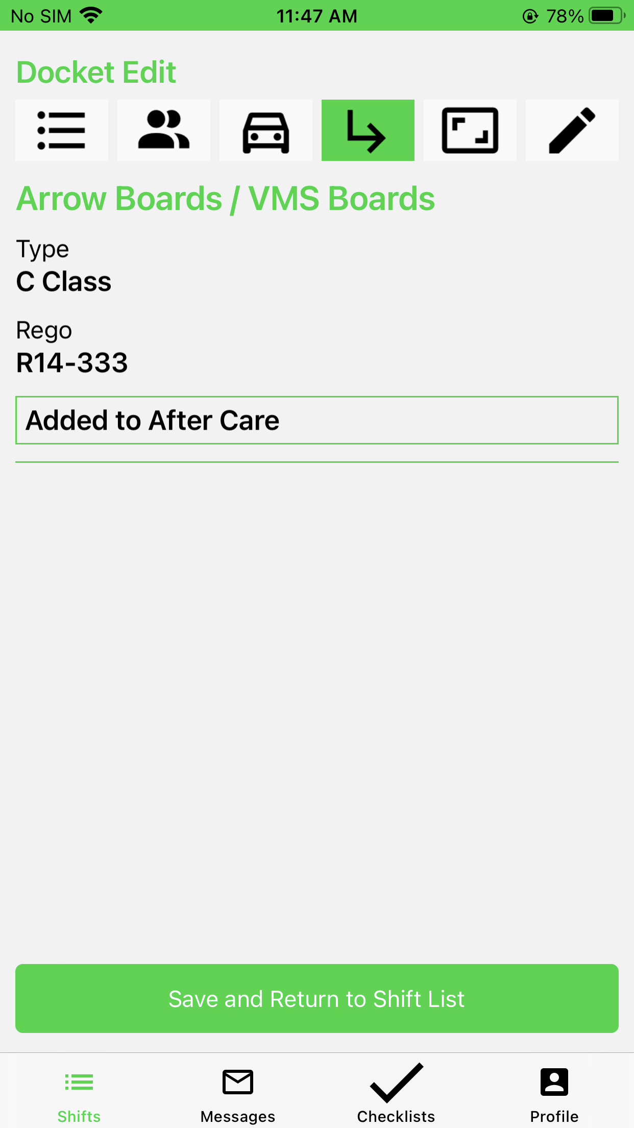 15 Docket Edit ArrowBoard AfterCare